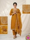 Si 336 Slub Cotton With Embroidery Work Top With Bottom Dupatta